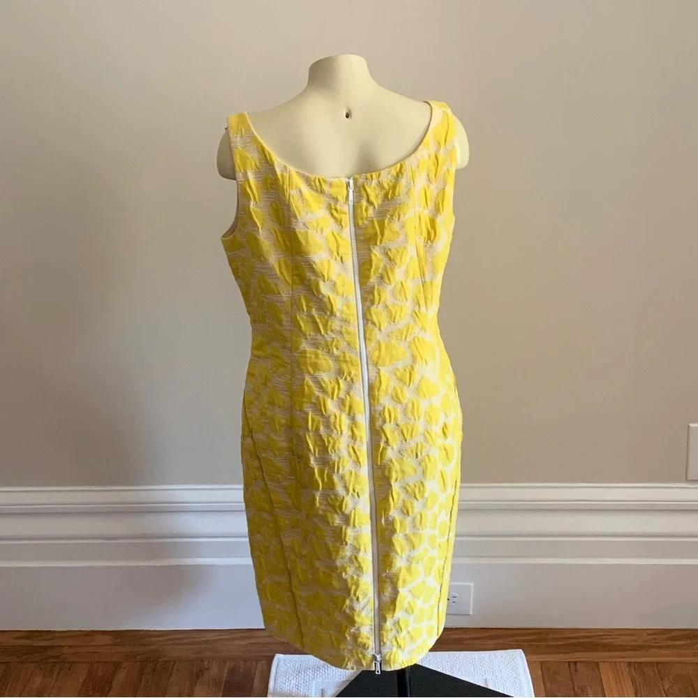 Lafayette 148 Sleeveless Dress in Yellow and White Size 12 Stunning Pattern - Picture 4 of 9